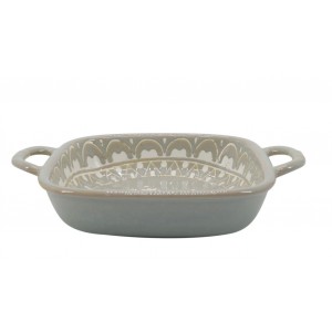 Porcelánová šedá zapékací miska Arés Ramekin s úchyty – 18*18*4,5 cm