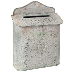 Šedá vintage poštovní schránka - 26*10*35 cm