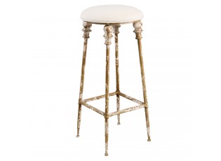 Barová vintage kovová stolička s polstrovaným sedákem - Ø 34*78 cm