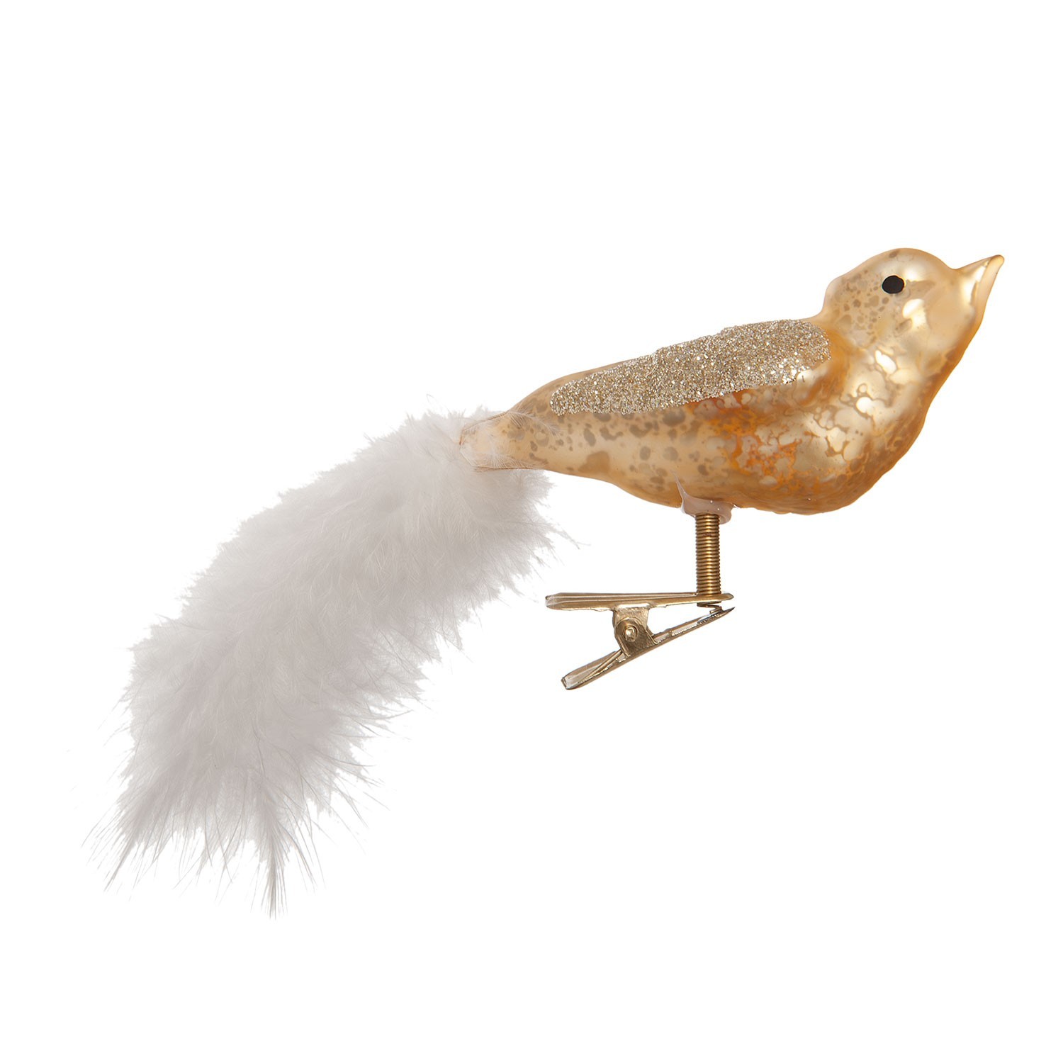 Vánoční ozdoba ptáček s peříčkem  - 15*4*6 cm  Clayre & Eef