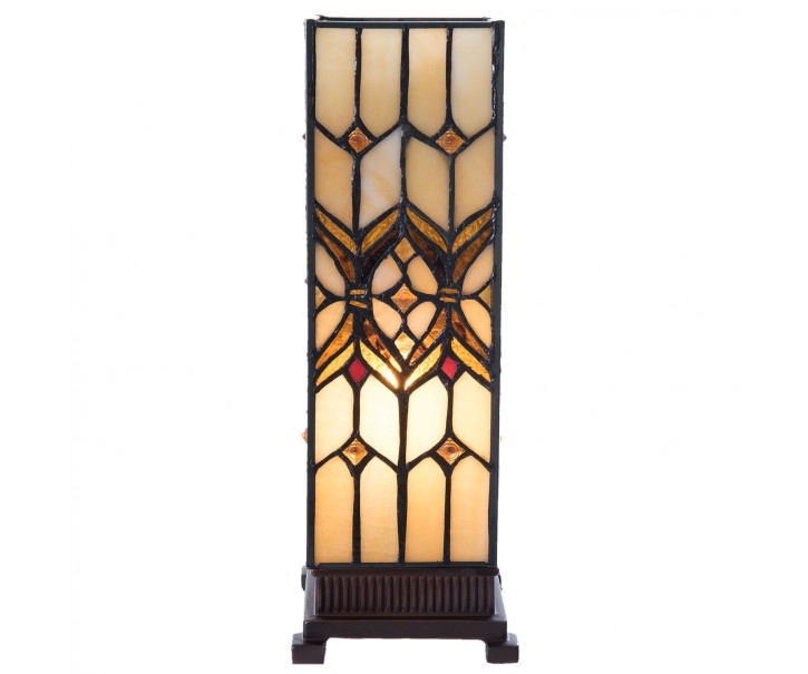 Stolní čtvercová lampa Tiffany Quadre - 12*12*35 cm 