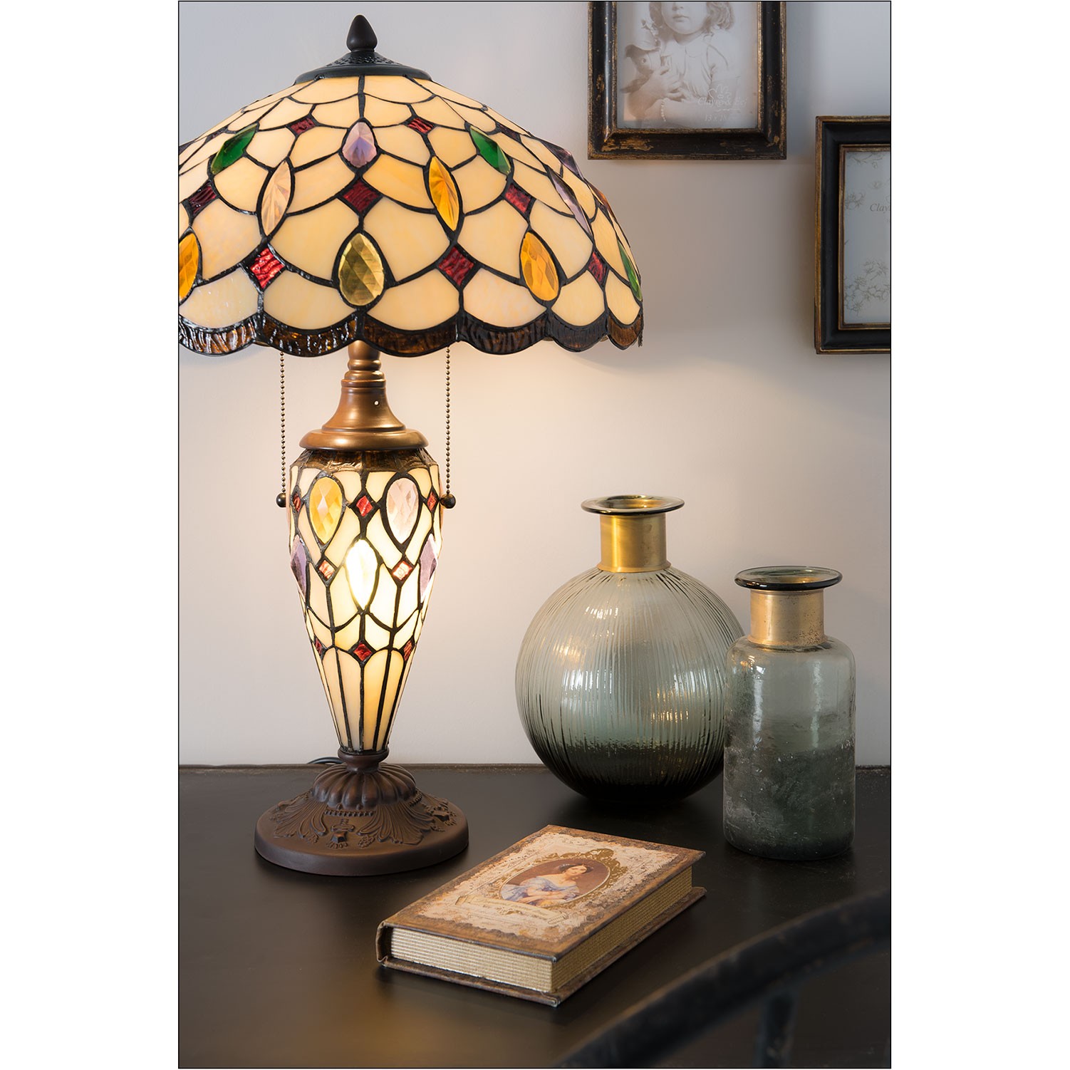 Stolní lampa Tiffany Sun stones - 40*60cm 2x E27/60W