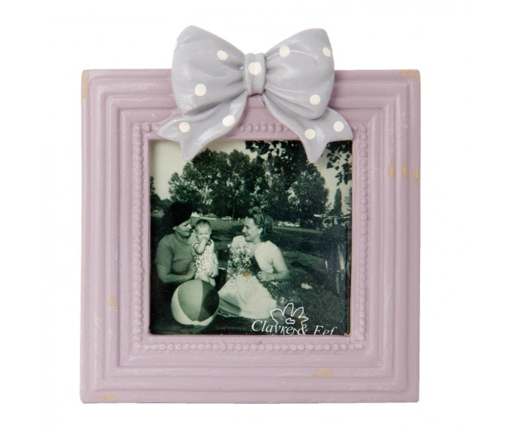 Fotorámeček s mašličkou - 11*2*12 / 8*8 cm Clayre & Eef