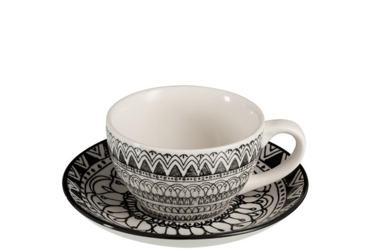 Šálek s podšálkem Mono Boho - 14*11*7cm