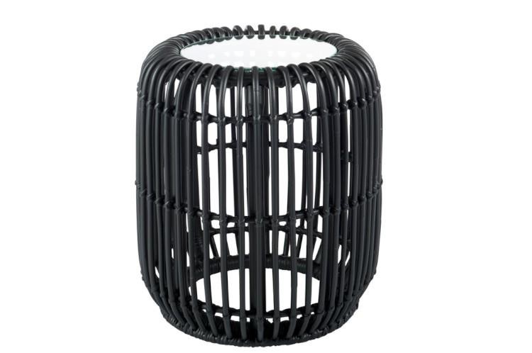 Černý ratanový konferenční stolek Mono Boho - Ø 38 * 41cm J-Line by Jolipa
