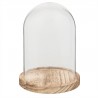 Dřevěný podnos se skleněným krytem - Ø 10*15 cm Materiál: sklo, dřevoBarva: přírodní, transparetní Dřevěný podnos zakrytý vyšším skleněným poklopem, který zapadá do drážky v podnosu. Podnost má přesah pod poklopem. Ideální na potraviny nebo dortíky.