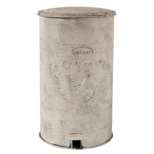 Bílý retro odpadkový koš s kohoutem - 26*30*46 cm