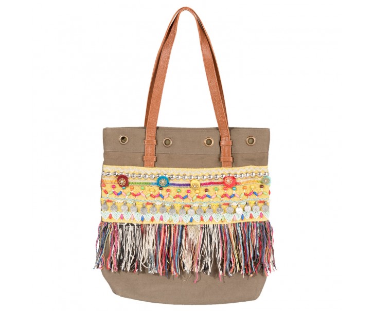 Khaki kabelka s ozdobami Pragya - 38*40 cm Juleeze