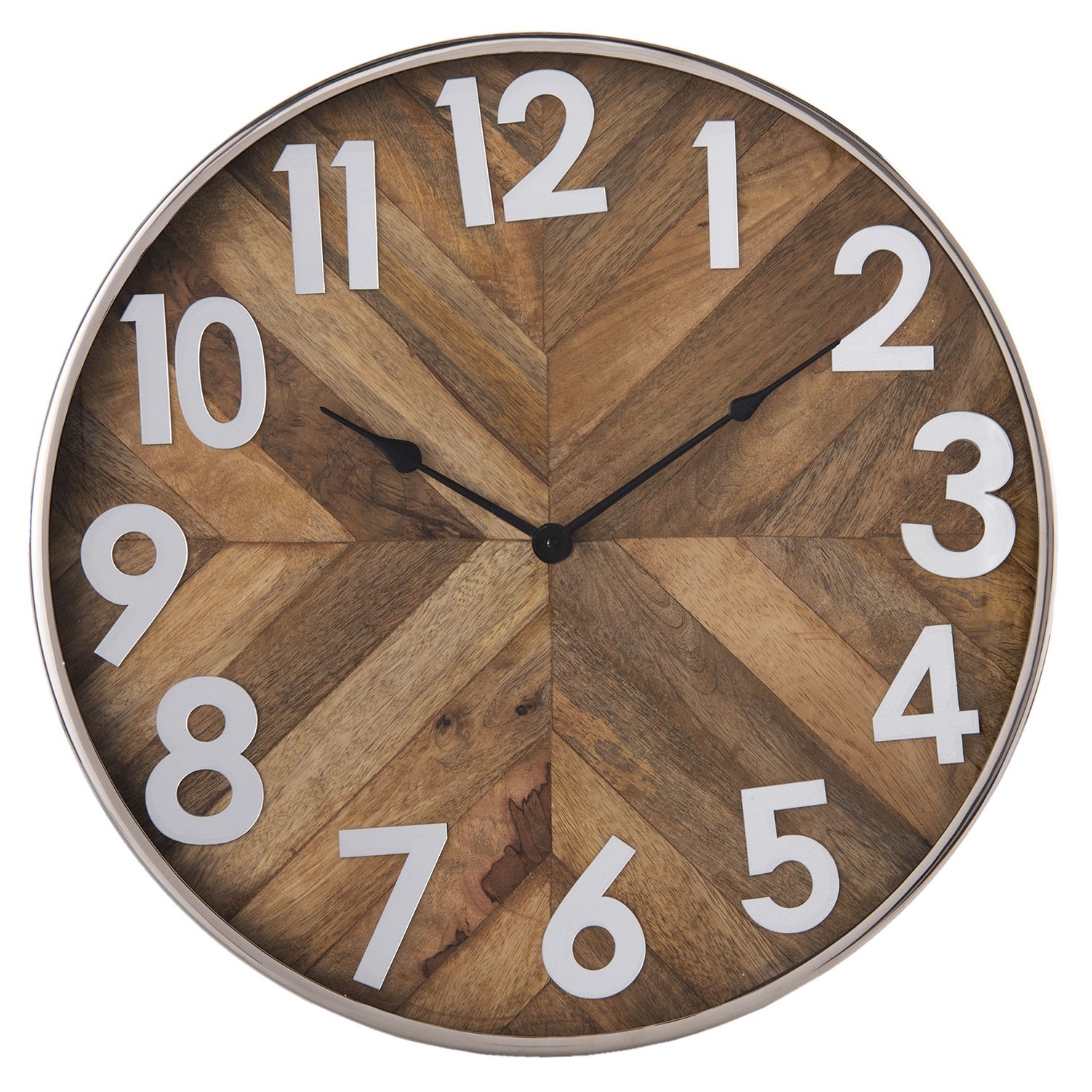 Dřevěné hodiny v kovovém rámu Mrionn - Ø 50*6 cm / 1*AA Clayre & Eef