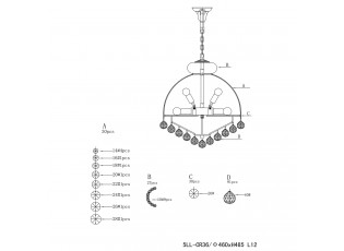 Křišťálový lustr - 55-180 * Ø48 cm 