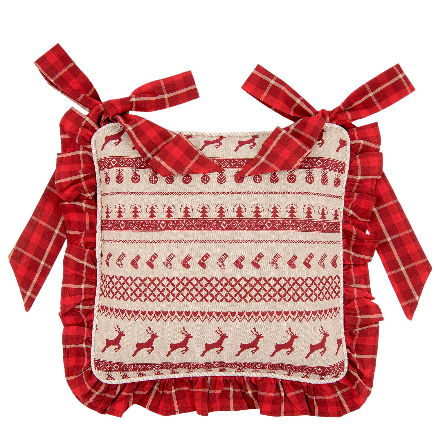 Podsedák na židli s volánky Nordic Christmas - 40*40 cm