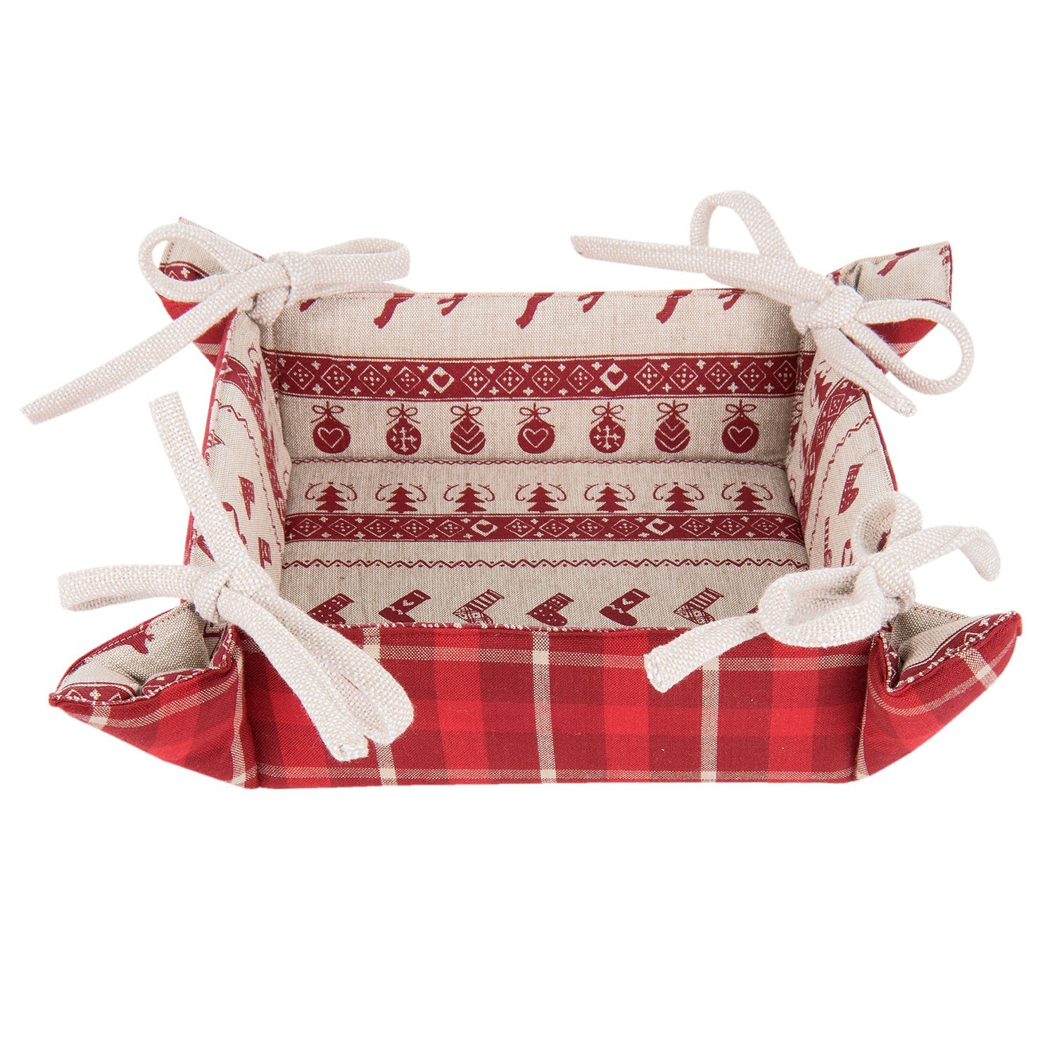 Textilní košíček na pečivo Nordic Christmas - 35*35*8 cm Clayre & Eef