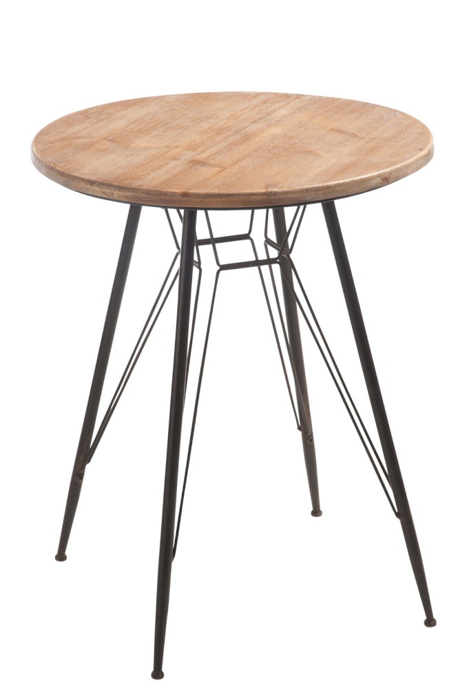 Dřevěný kovový stolek Bistro - Ø 64,5 * 75,5cm