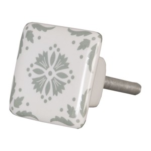 Čtvercová keramická úchytka s ornamenty - 3.5*3.5 cm