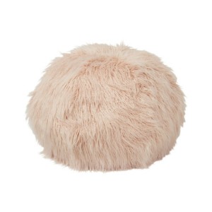 Růžový chlupatý pouf Yetty - Ø 55*55 cm