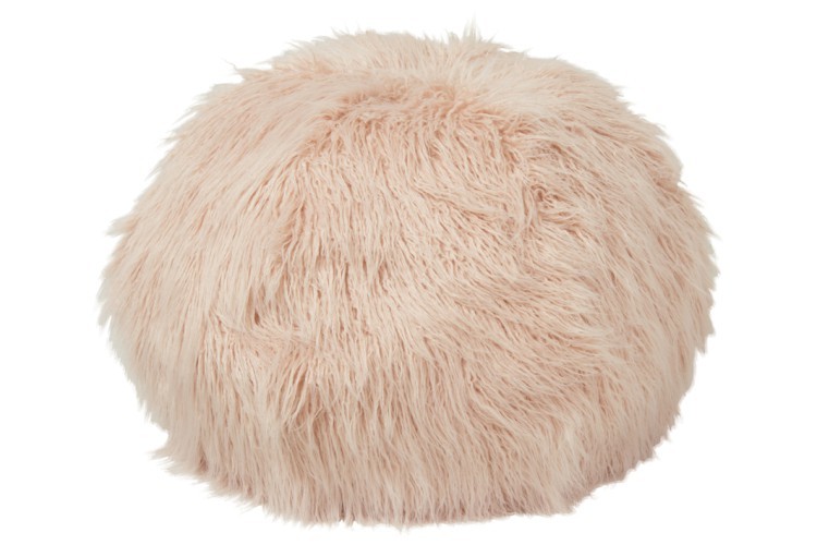 Růžový chlupatý pouf Yetty - Ø 55*55 cm