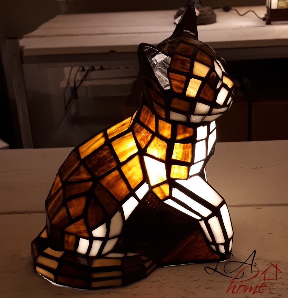 Dekorativní lampa Tiffany kočka - 24*20 cm 1x E14 / max 40w