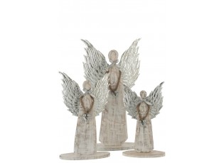 Dřevěný anděl se stříbrnými křídly - 18*31*2cm
