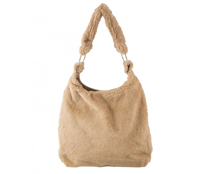 Hnědá chlupatá kabelka Fluffy - 37*43 cm Juleeze