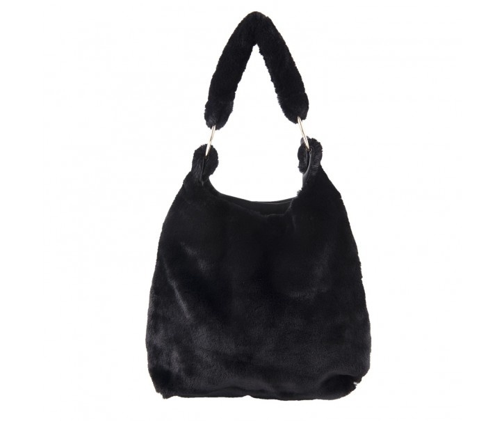 Černá chlupatá kabelka Fluffy - 37*43 cm Juleeze