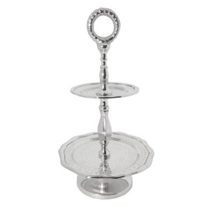 Kovový etažér Shiny Silver - Ø 16*29 cm