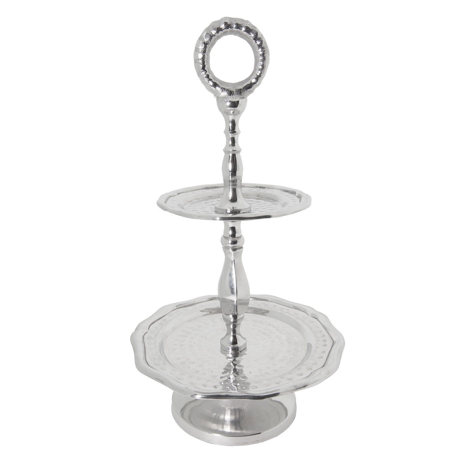 Kovový etažér Shiny Silver - Ø 16*29 cm