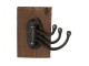 Černý kovový háček s dřevěnou deskou -  8*12*13 cm