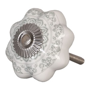 Keramicka úchytka šedý ornament - Ø 4.5 cm