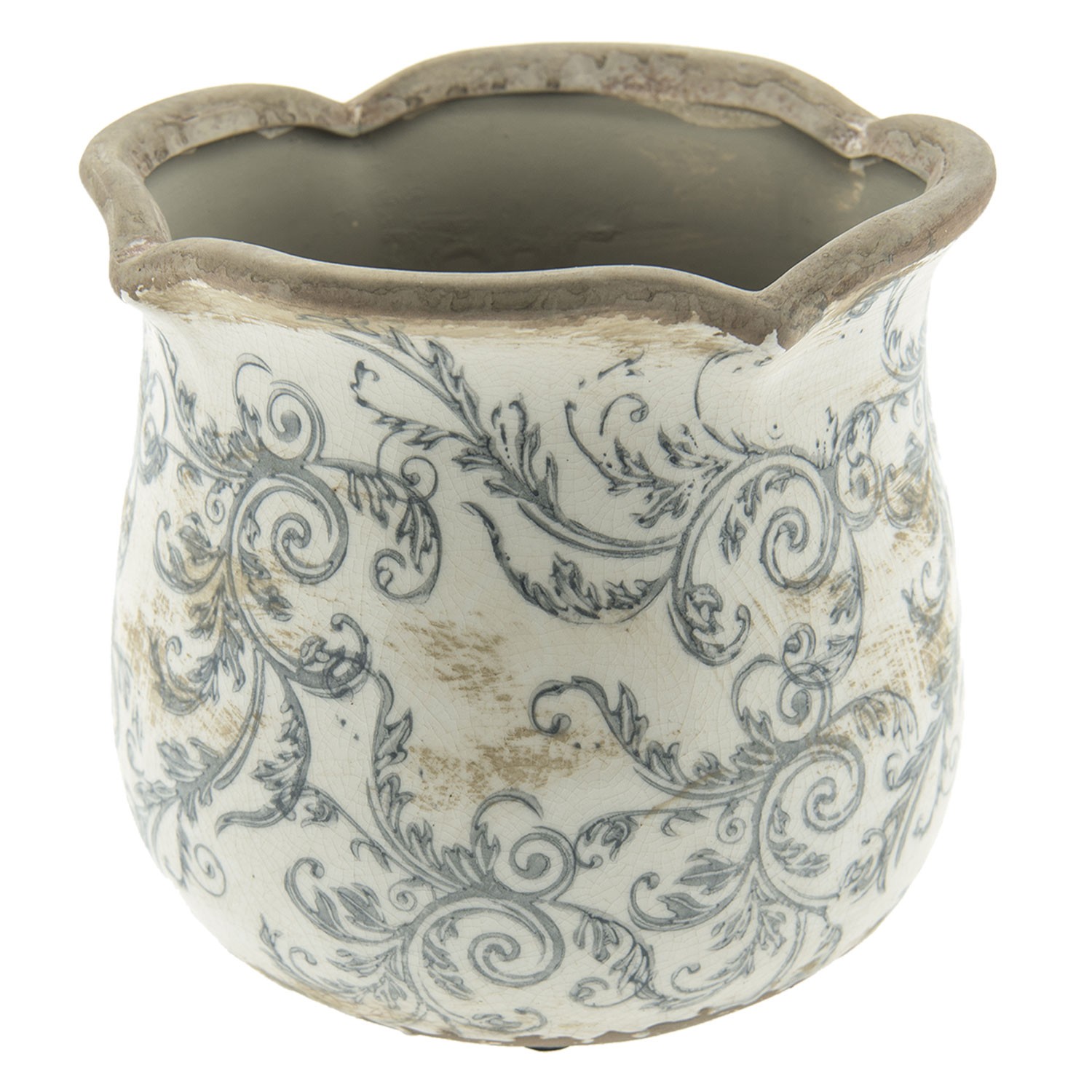 Keramický obal na květináč s ornamenty - Ø 15*14 cm