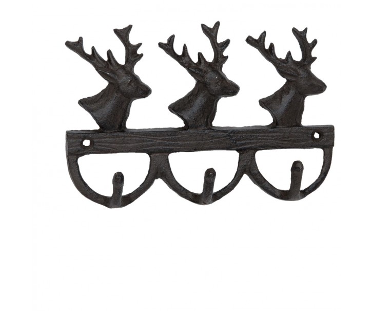 Nástěnný litinový věšák s jeleny -18*3*11 cm Clayre & Eef
