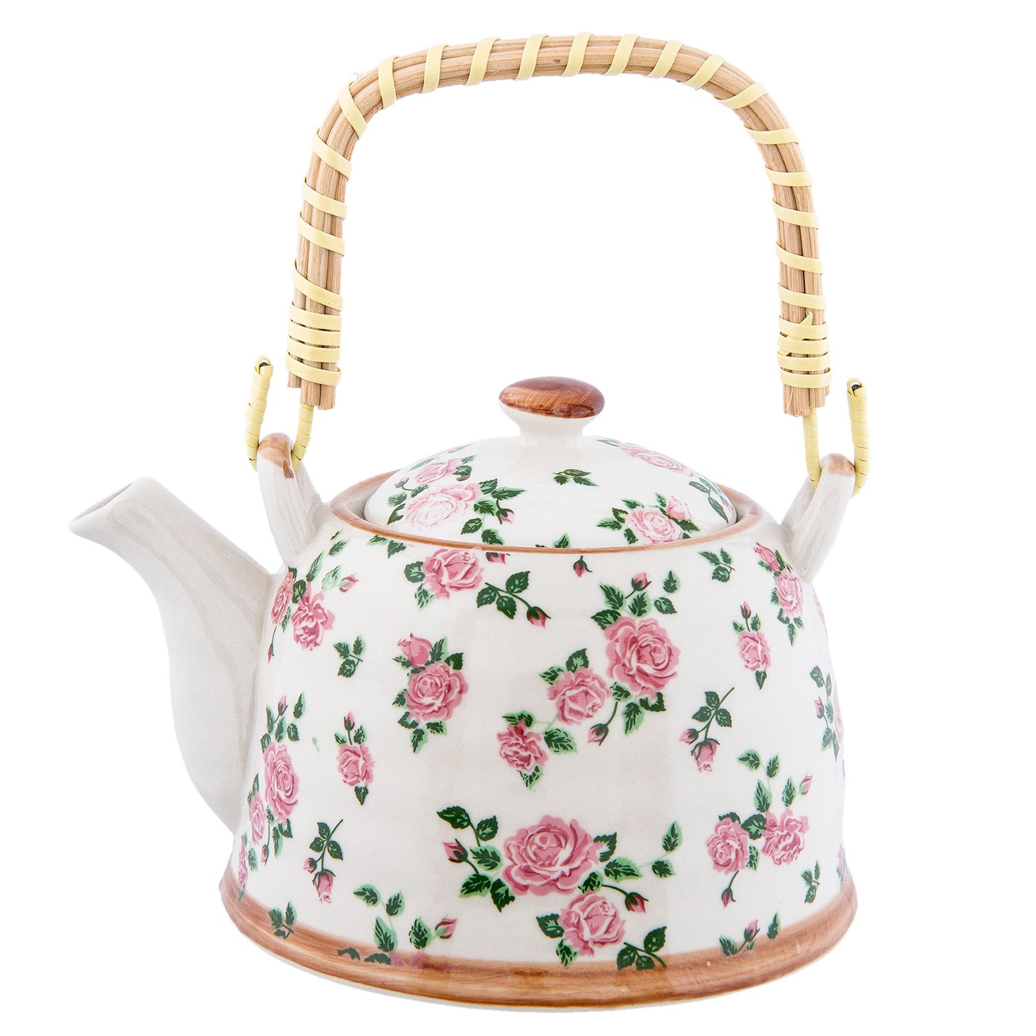 Porcelánová konvička se sítkem růžičky - Ø 18*14*12 cm / 0,7L