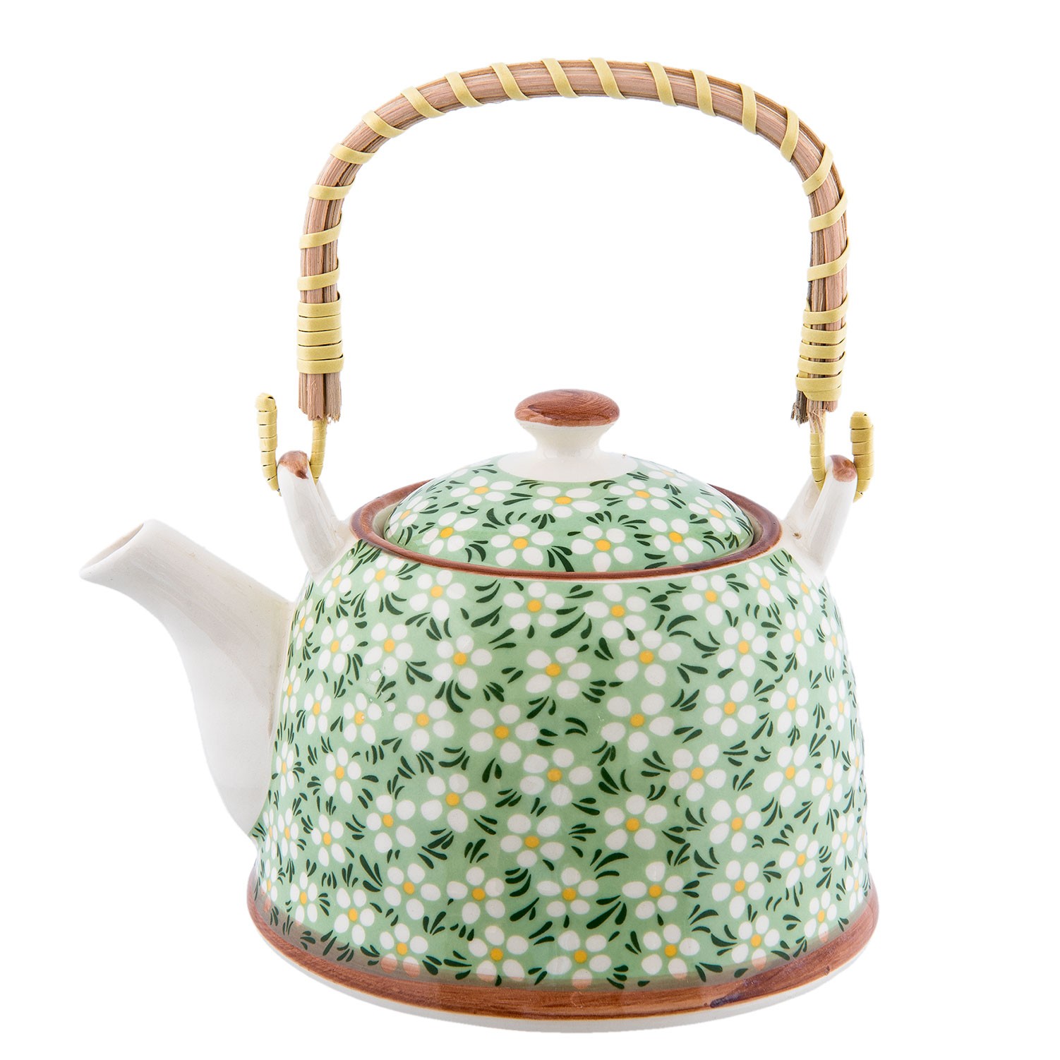 Konvička se sítkem bílé kvítky - Ø 18*14*12 cm / 0,7L