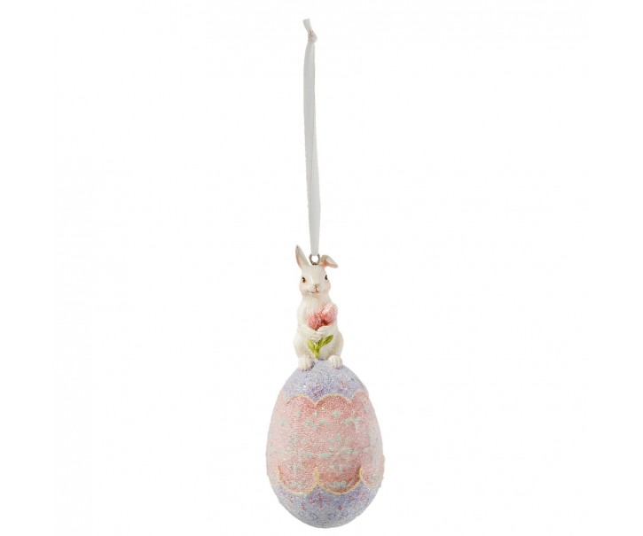 Barevné velikonoční vajíčko se zajíčkem - Ø 5*12 cm Clayre & Eef