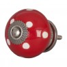 Červená keramicka úchytka s puntíky - Ø 4 cm
