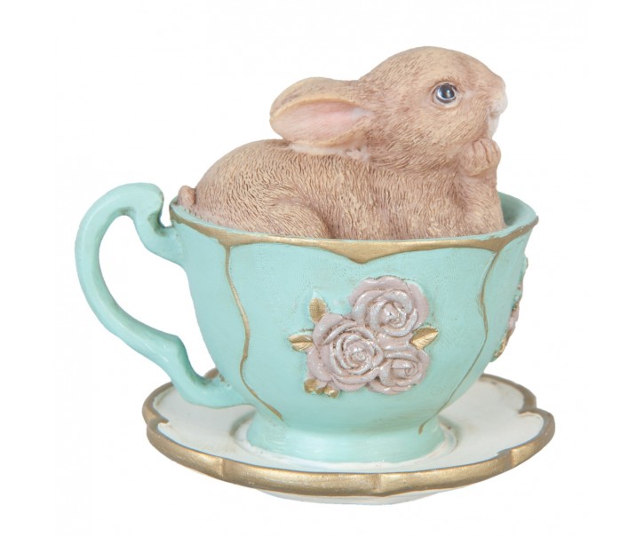 Velikonoční dekorace králíček v šálku - 8*7*7 cm
