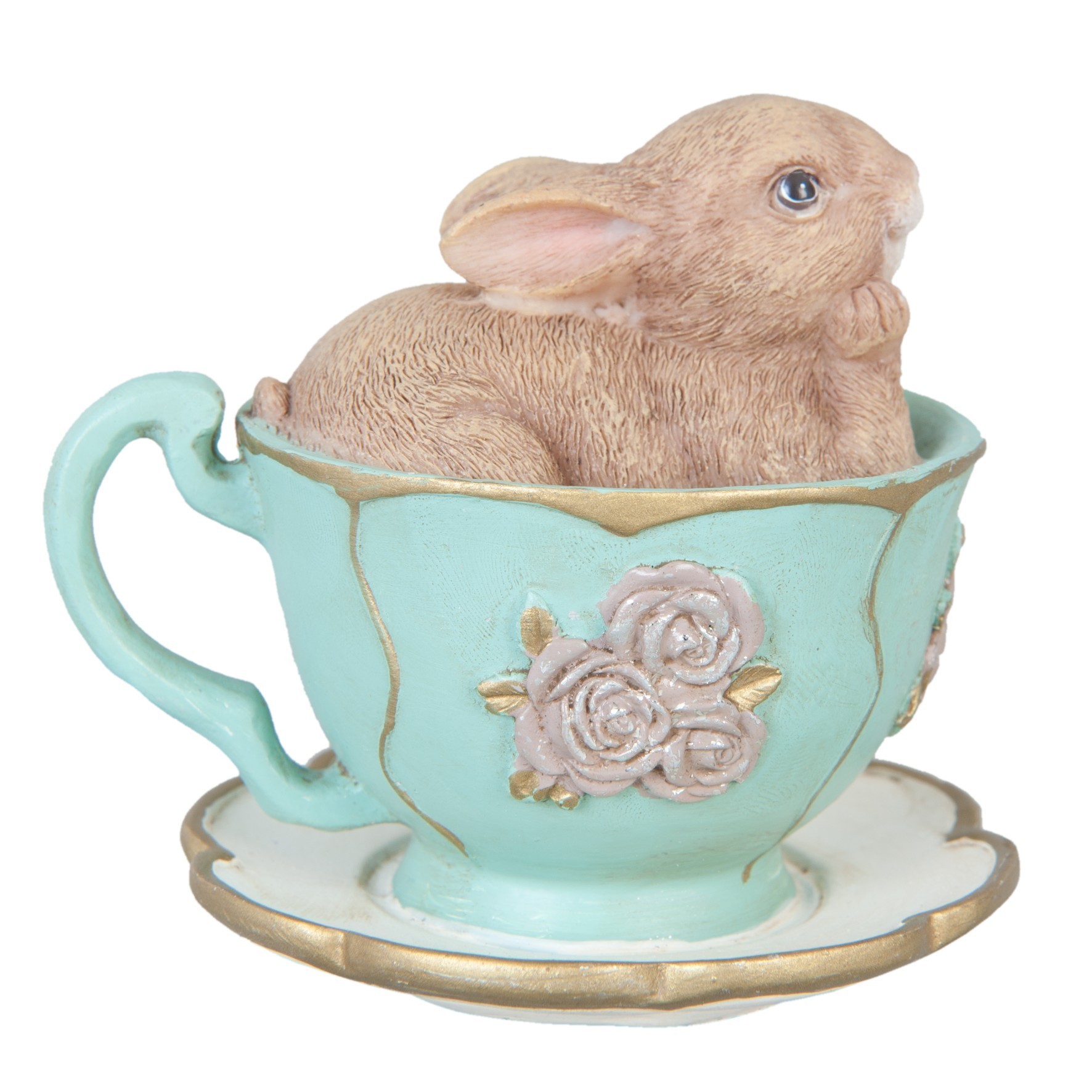 Velikonoční dekorace králíček v šálku - 8*7*7 cm Clayre & Eef