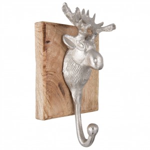 Stříbrný háček s hlavou Losa - 12*7*25 cm