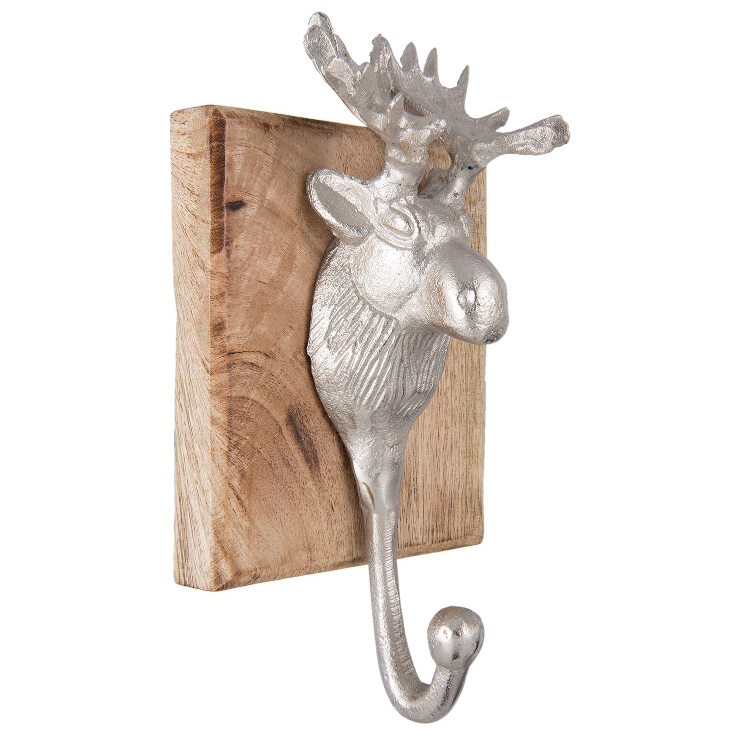 Stříbrný háček s hlavou Losa - 12*7*25 cm