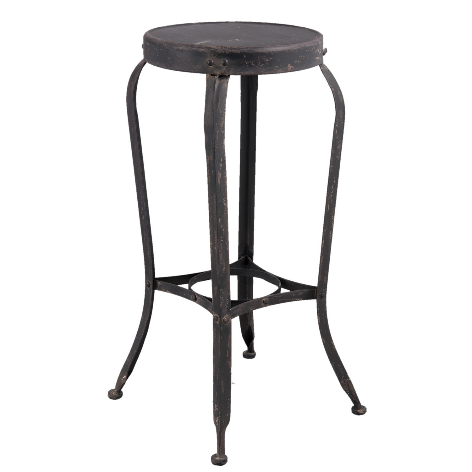 Kovová černá barová stolička s patinou - 37*37*72 cm Clayre & Eef