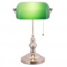 Stolní bankovní lampa GreenBank - 27*17*41 cm E27/60W Rozměr: Ø 36*73 cm E27 max 60 wMateriál: kov, sklo Krásná designová bankovní lampa bude praktickým pomocníkem vašeho stolu. Zajímavé designové řešení kovu a zeleného skla dělá lampu skvostem.