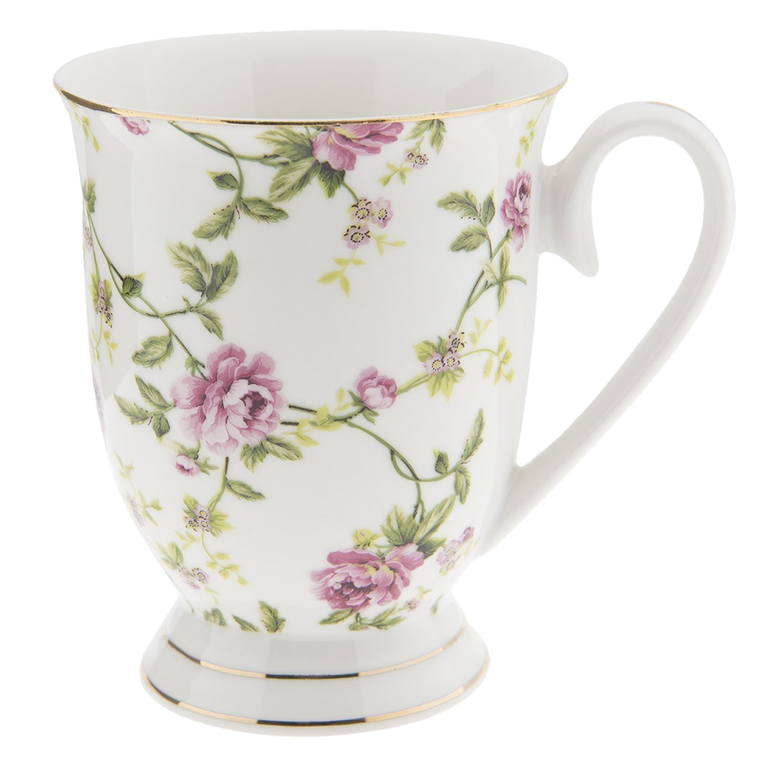Porcelánový hrnek s květy Bouton de Rose -  11*8*10 cm Clayre & Eef