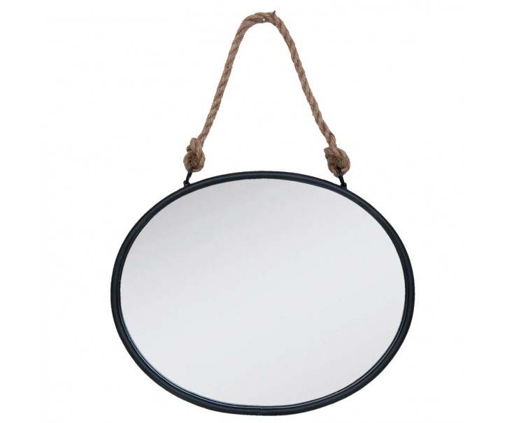 Oválné kovové zrcadlo s provazem -  50*4*40 cm