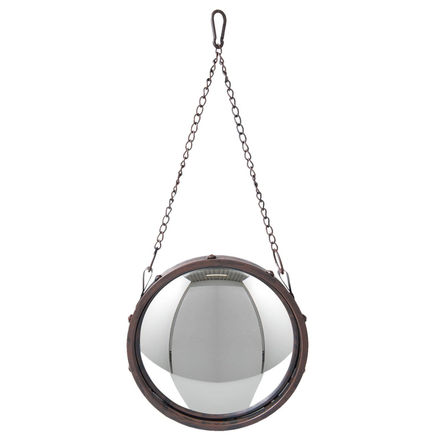 Kulaté kovové vypouklé zrcadlo s řetízkem - Ø 26*3 cm 62S133