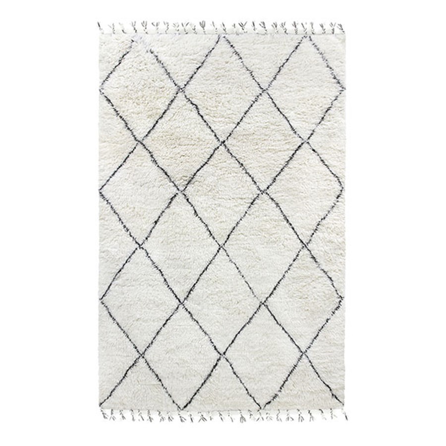 Černobílý vlněný berberský koberec s diamantovým vzorem Berber - 180*280 cm HKLIVING
