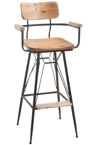 Kovová barová židle se dřevem BISTRO - 50* 53 * 111cm J-Line by Jolipa