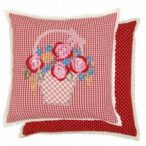 Povlak na polštář Flower Basket red s výšivkou - 40*40cm