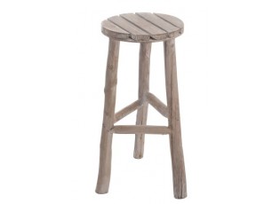 Dřevěná stolička přírodní s bílou patinou - Ø 40*53 cm