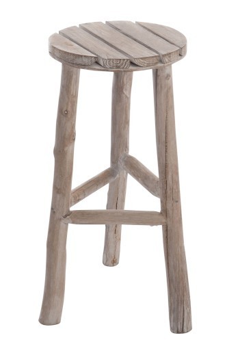 Dřevěná stolička přírodní s bílou patinou - Ø 40*53 cm J-Line by Jolipa