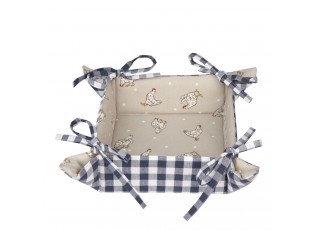 Modrý textilní košíček na pečivo Lucky Chicken - 35*35*8 cm