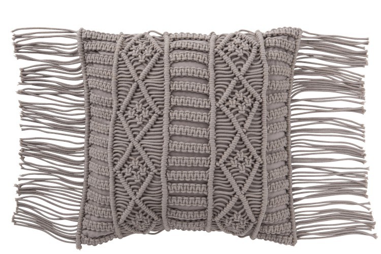 Polštář Macrame Taupe s třásněmi - 45*45 cm